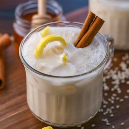 HOUSE HORCHATA WITH FRESH MELONAND WALNUTS 